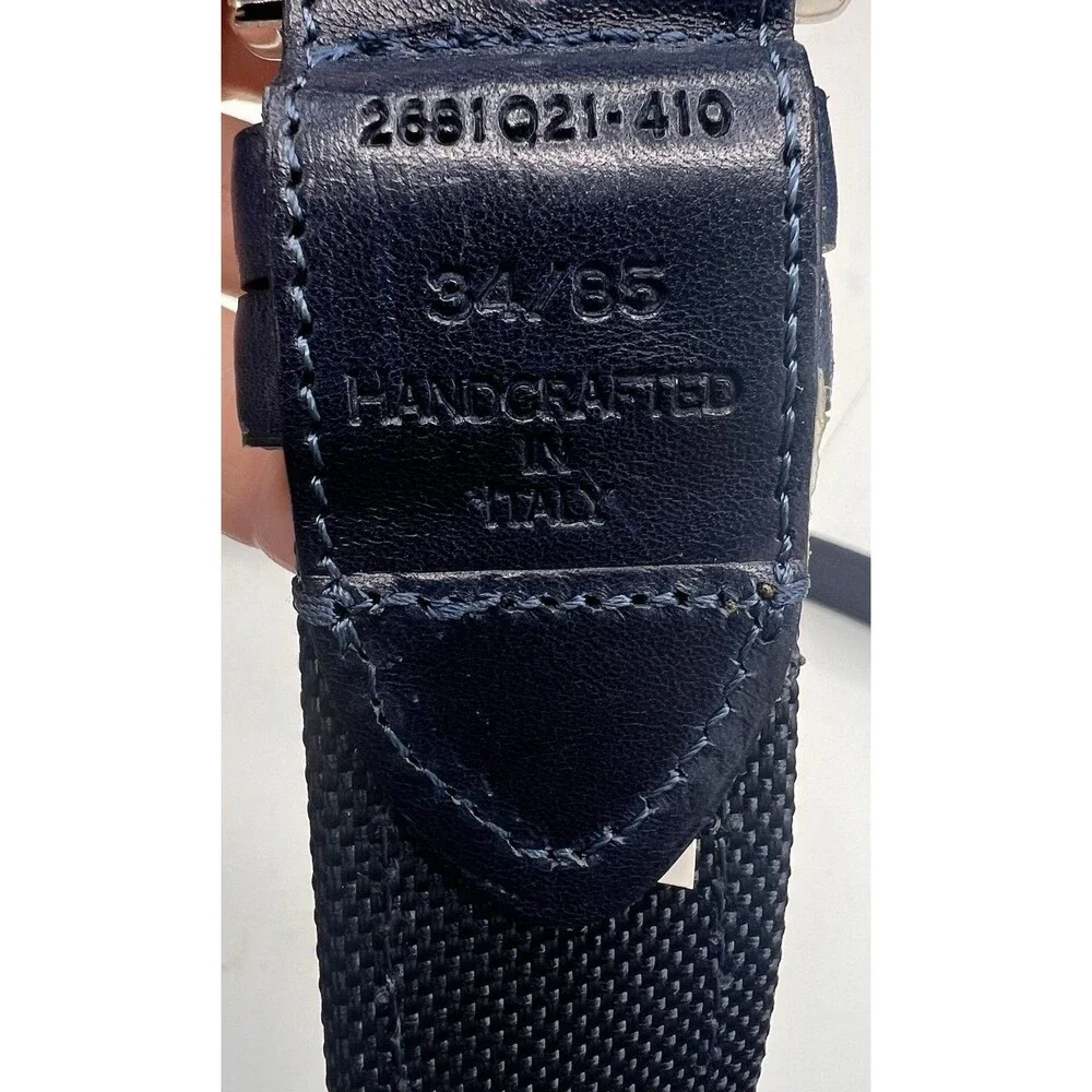 Hugo Boss BOSS Navy Italian Leather Belt 34/85 NWOT Silver Buckle 2681Q21-410